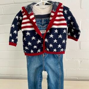 Girls Size 6-9 Months OshKosh B'gosh Denim Overalls With Heart Applique Pocket
